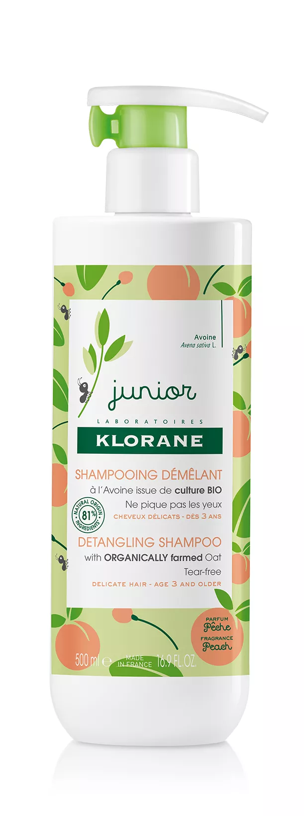 Klorane Junior Sampon pentru descurcarea parului cu aroma de piersica, 500ml, [],epastila.ro