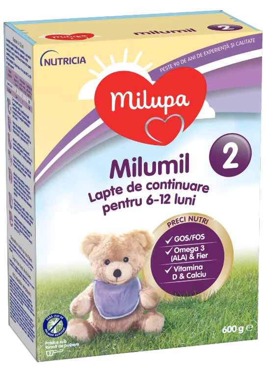 Milumil 2 lapte praf de continuare (6-12 luni), 600g, [],epastila.ro