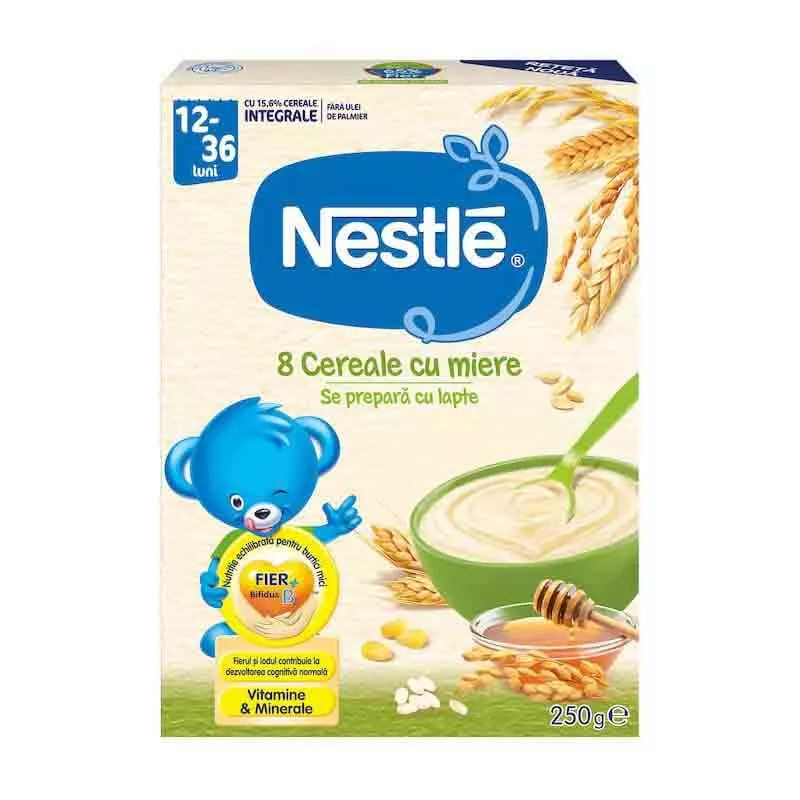 Nestle 8 cereale cu miere, 12-36 luni, se prepara cu lapte *250g, [],epastila.ro