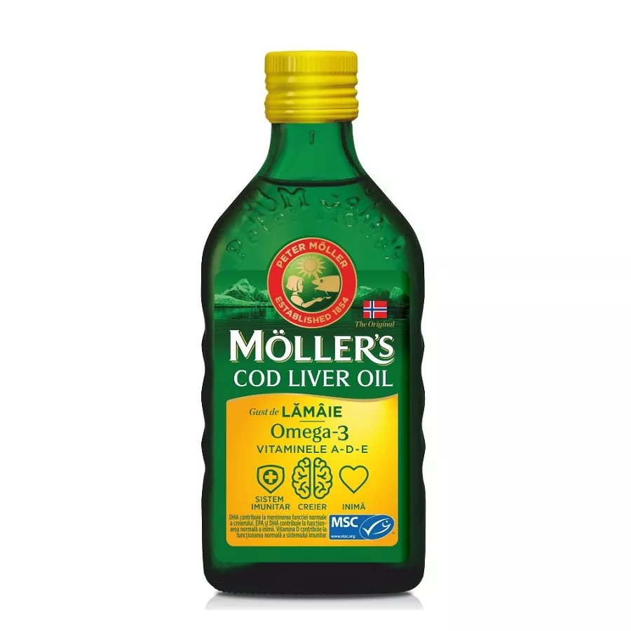 Moller's Cod liver oil Omega-3 lamaie 250ml, [],epastila.ro