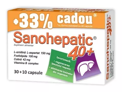Sanohepatic 40+ x 30cps + 10cps cadou (Zdrovit), [],epastila.ro