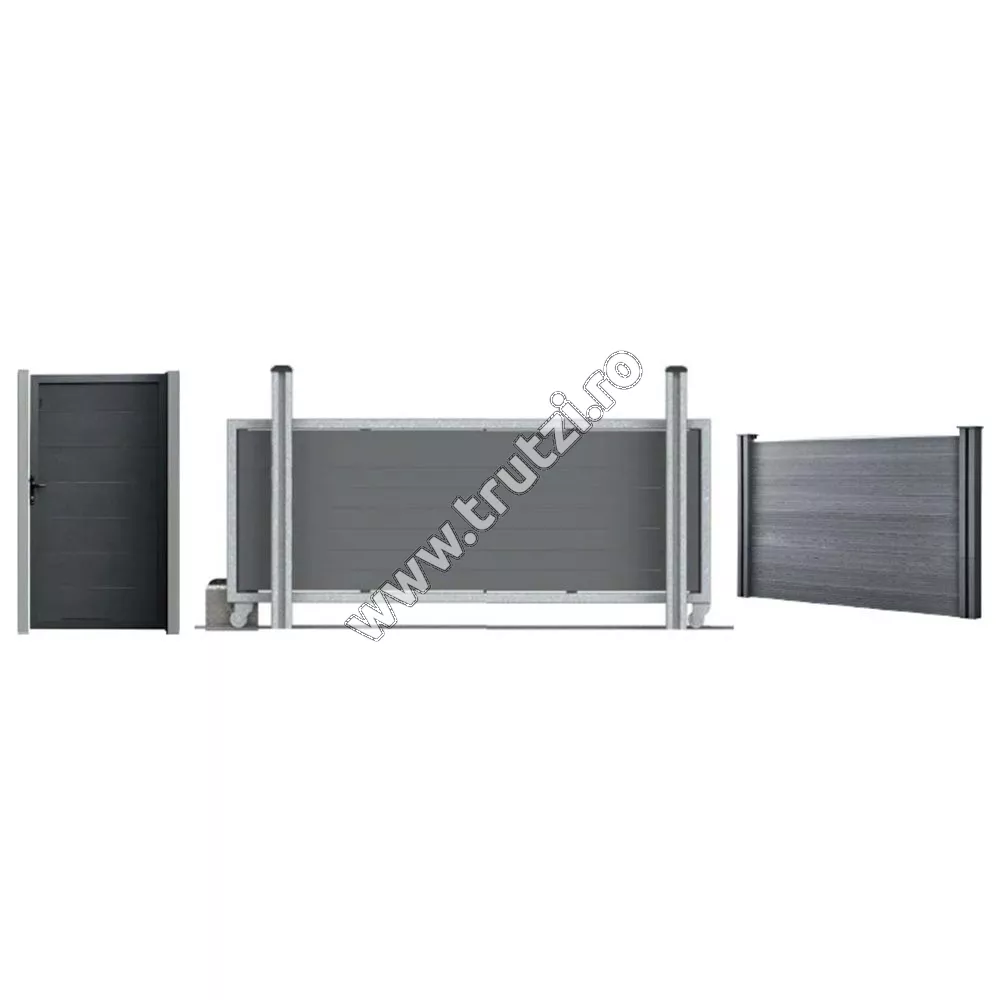 Garduri WPC 1538123 KIT GARD WPC GRI INCHIS PRIVACY 1800X180