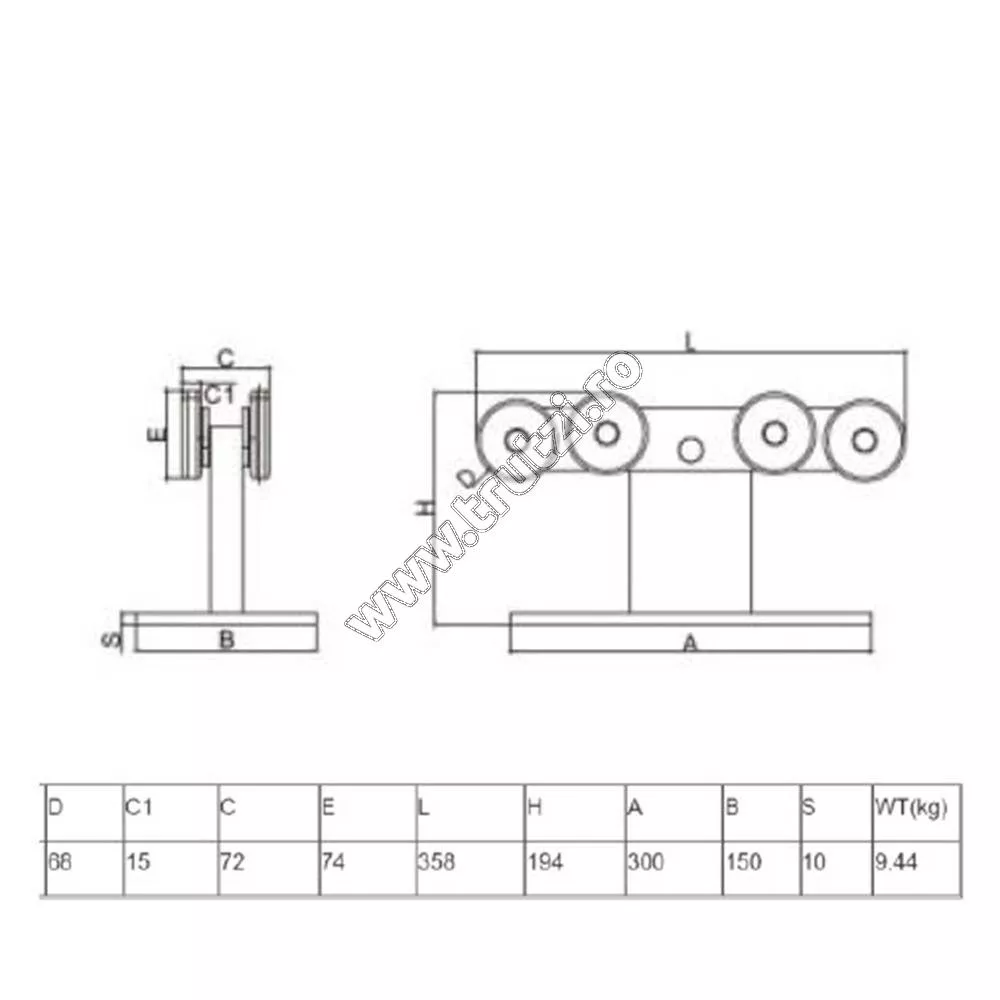 6144102 SISTEM CU 8 ROLE POARTA AUTOPORTANTA 600KG, 6M, fara ghidaj