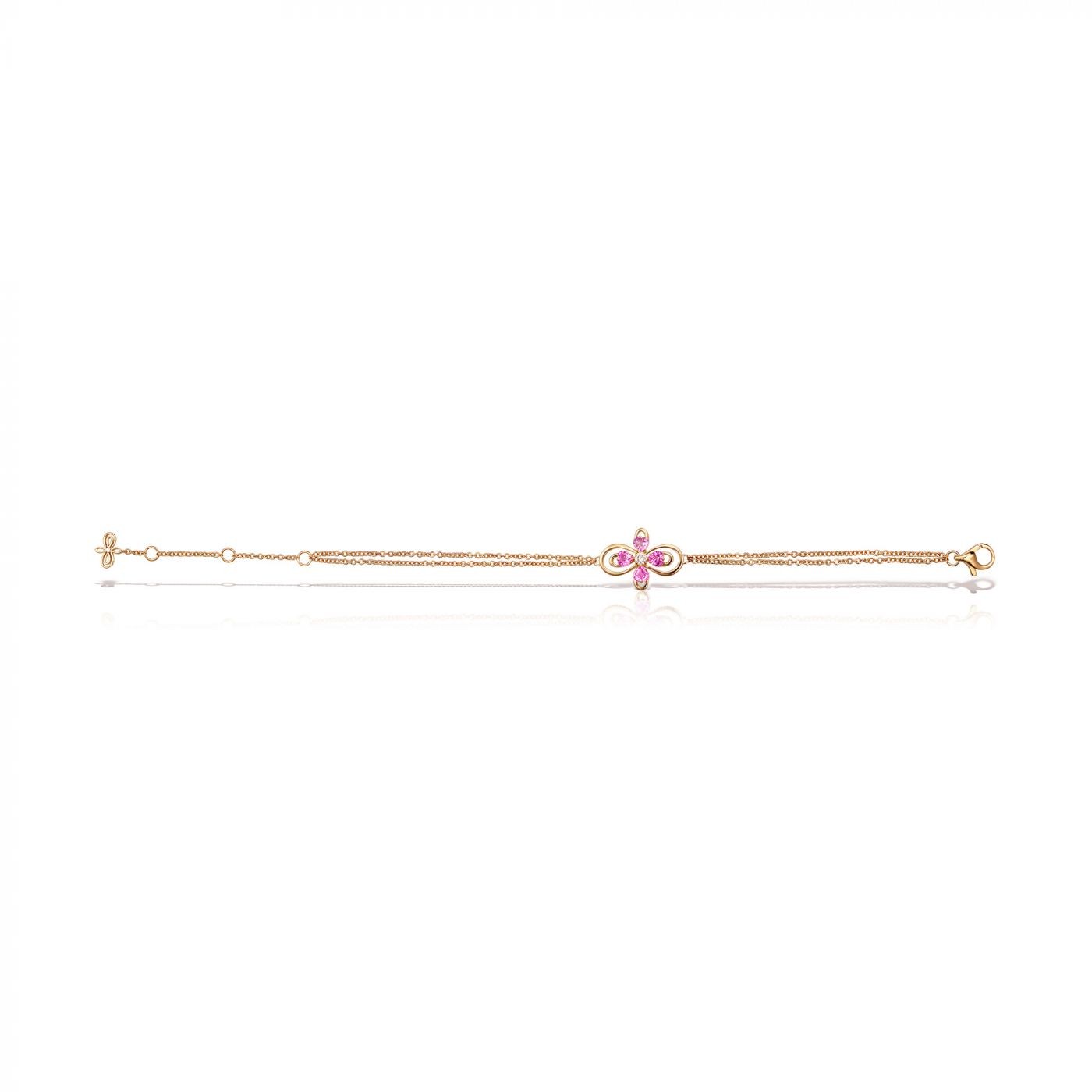 Bratara Infinity Love din aur roz 18K cu safire roz si diamante