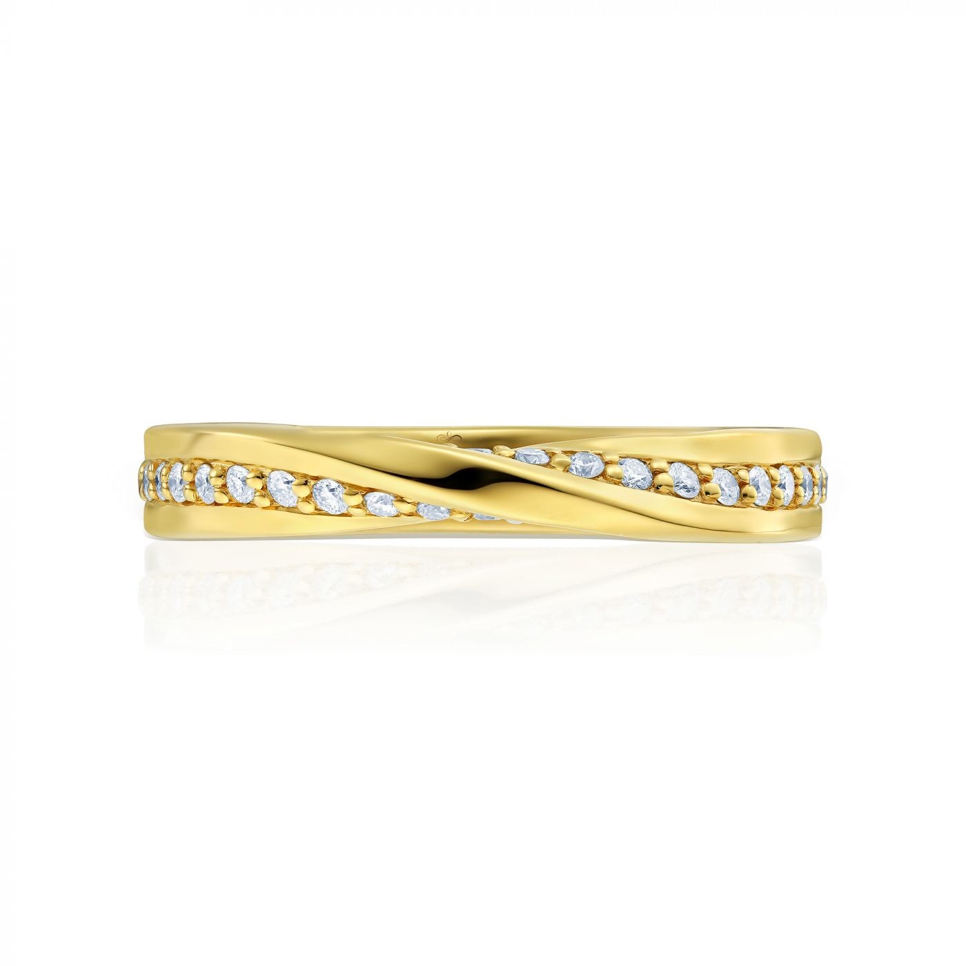 Inel Mobius - Petite din aur galben 18K cu diamante