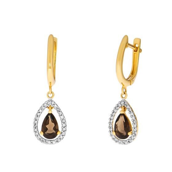 Cercei Maria Granacci din aur galben 18k cu quartz si diamant