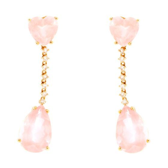 Cercei Maria Granacci din aur roz 18k cu quartz si diamant