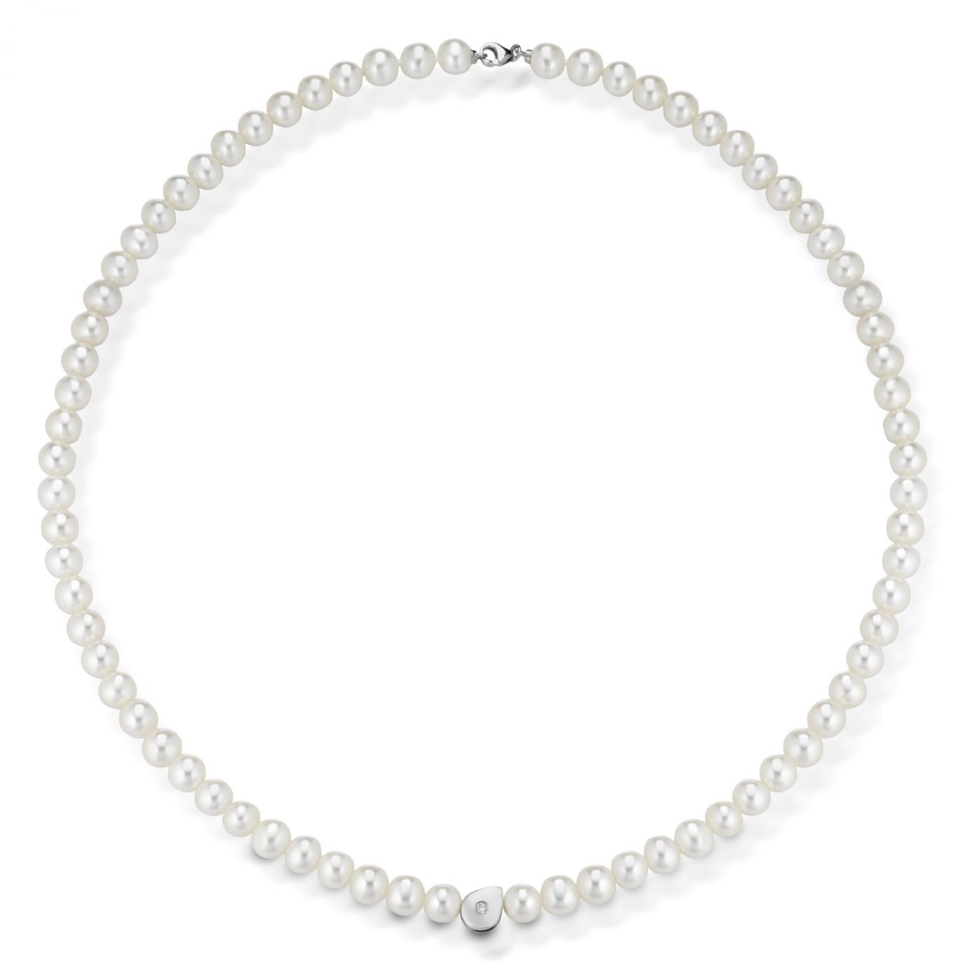 Colier Eva Nobile cu perle, diamant si aur alb de 18K