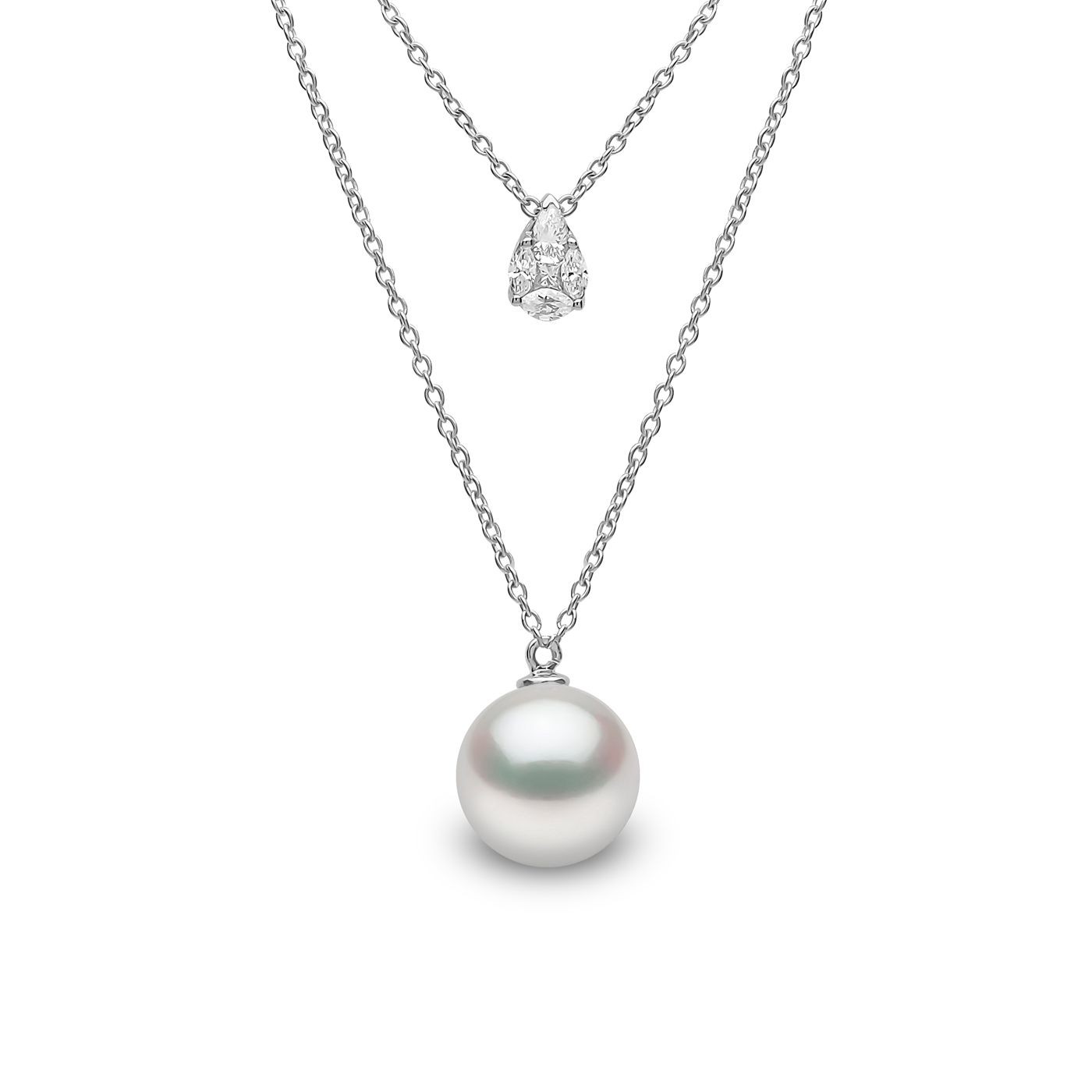 Colier Yoko cu perla, diamante si aur alb de 18k