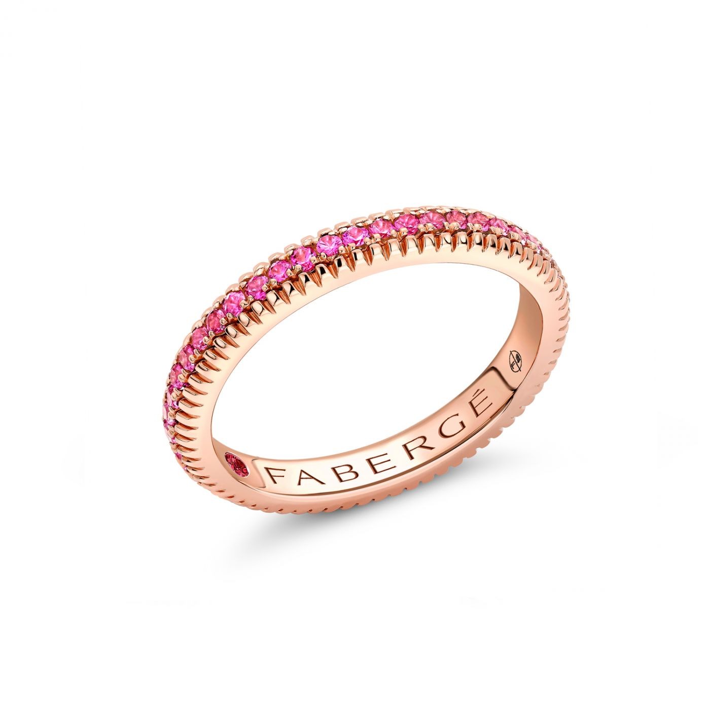 Inel Faberge din aur roz 18k cu safire