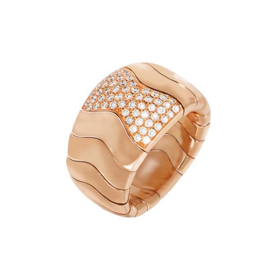 Inel flexibil Maria Granacci din aur roz 18k cu diamant
