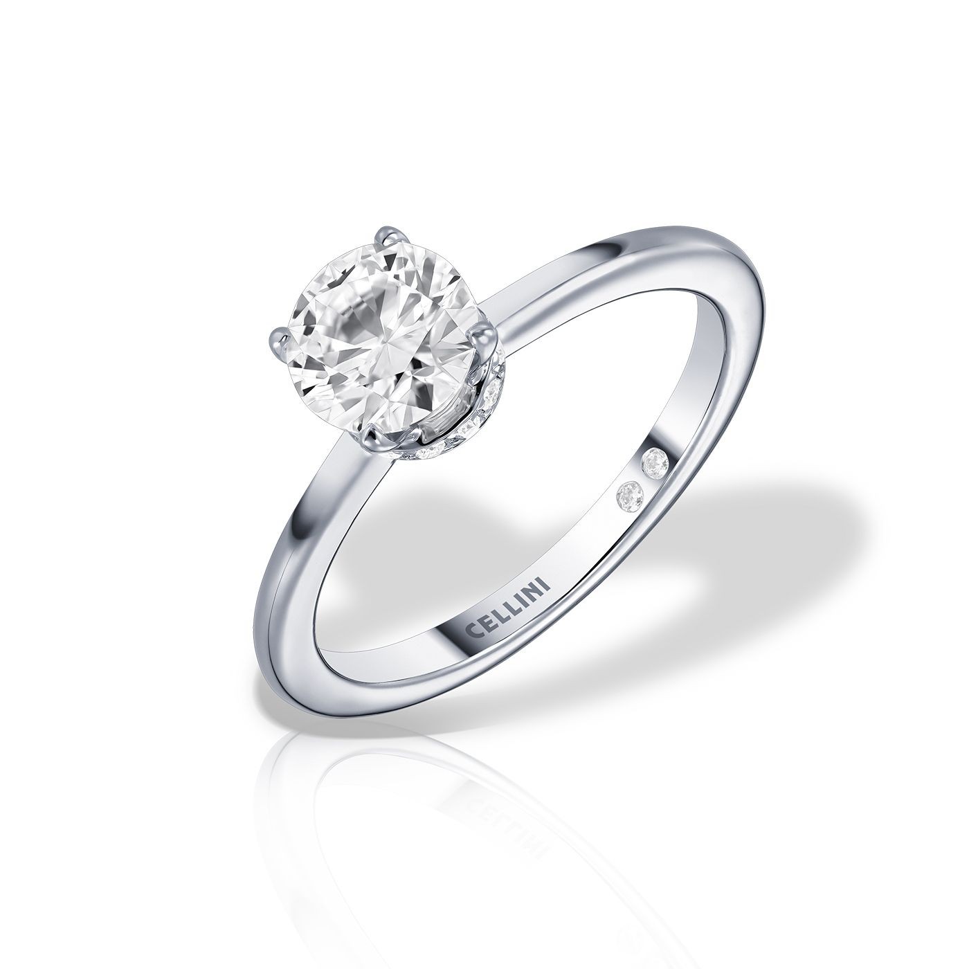 Inel de logodna INFINITY cu diamante de 0.44 carate, aur alb de 18K