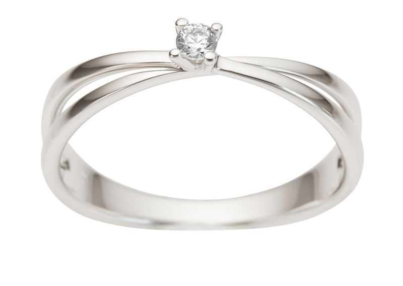 Inel de logodna CLASSIC din aur alb 18K cu diamante 0.07 carate