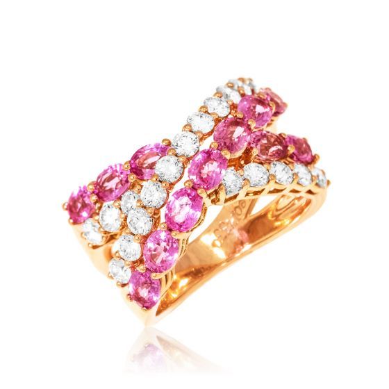Inel Leo Pizzo din aur roz de 18k cu safir si diamant