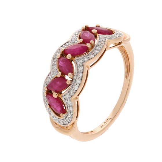 Inel Maria Granacci din aur roz 18k cu rubin si diamant