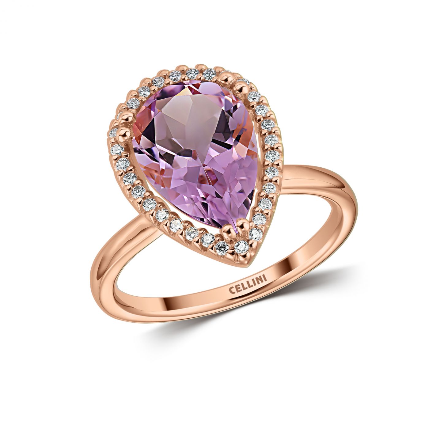 Inel Maria Granacci din aur roz 18k cu ametist si diamante