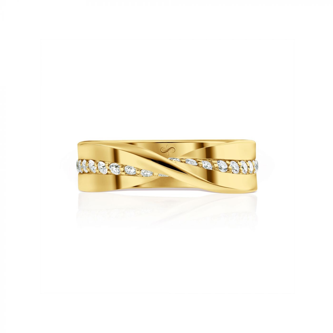 Inel Mobius din aur galben 18K cu diamante