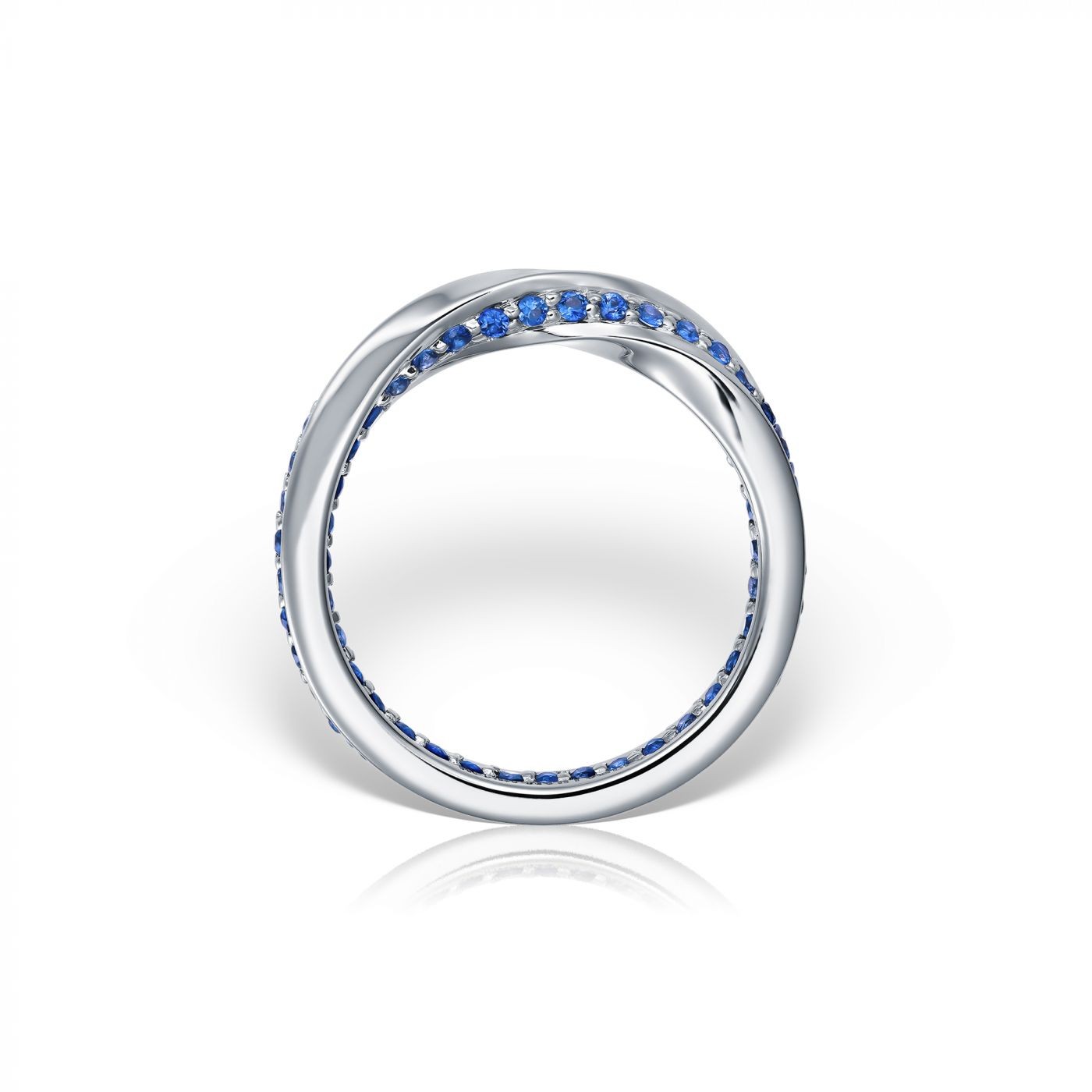 Inel Mobius - Petite din aur alb 18K cu safire albastre