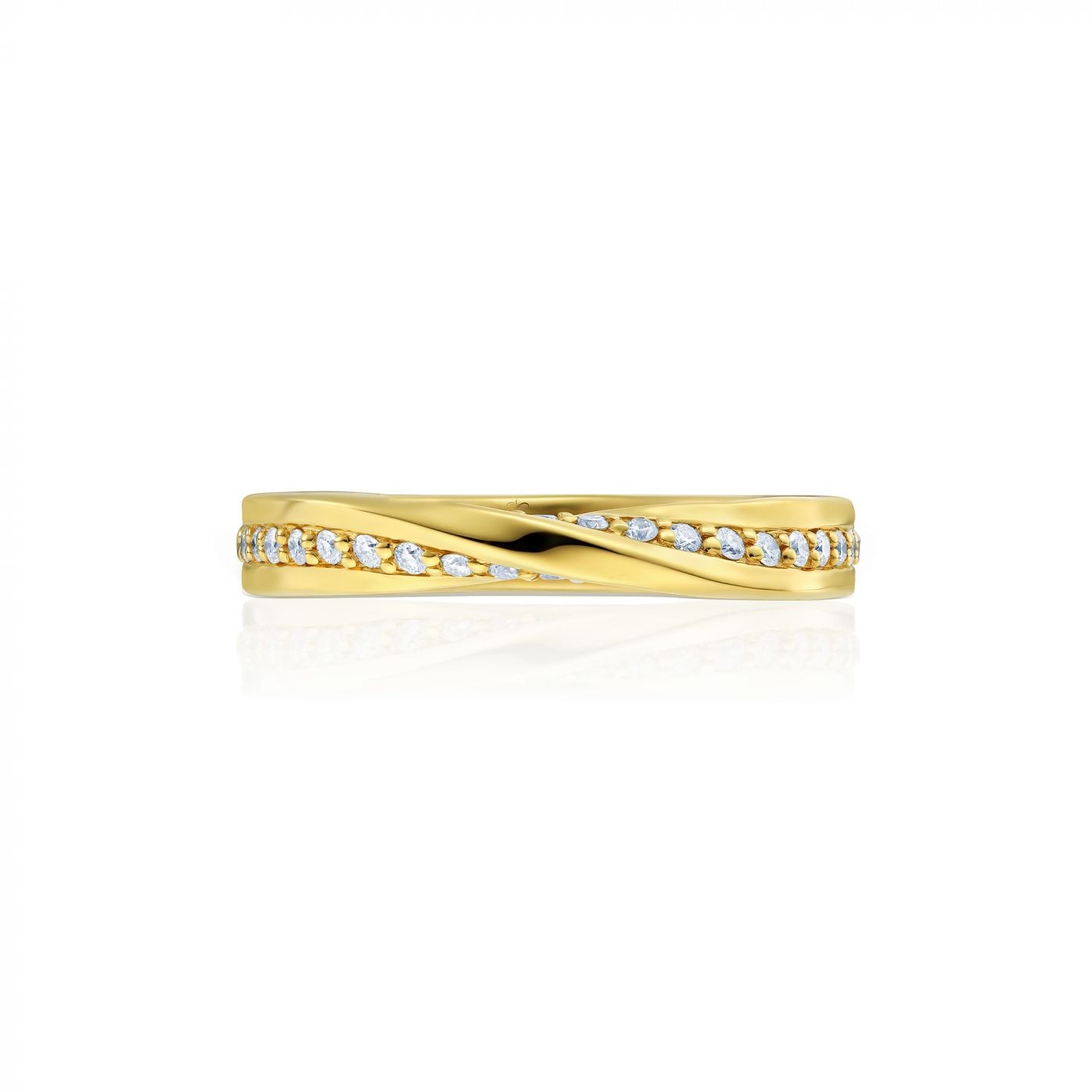 Inel Mobius - Petite din aur galben 18K cu diamante