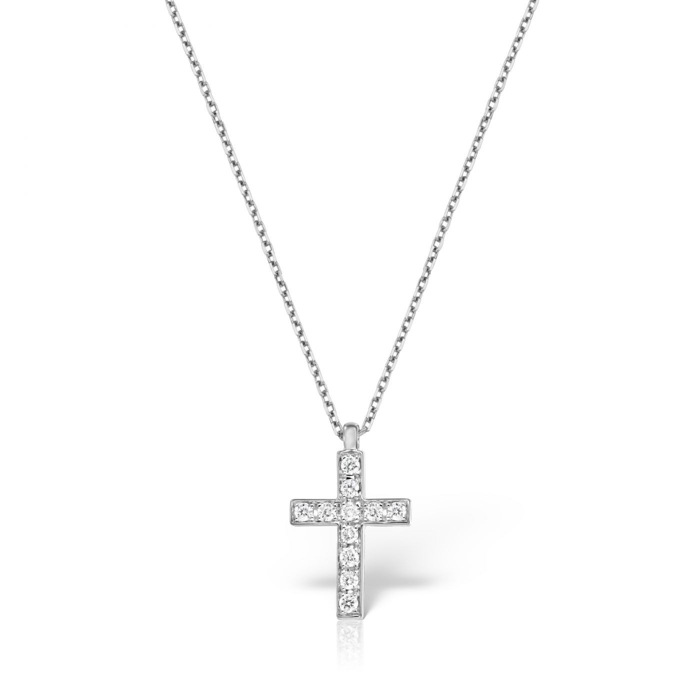 Lant cu pandantiv cruce Maria Granacci din aur alb 18k cu diamante