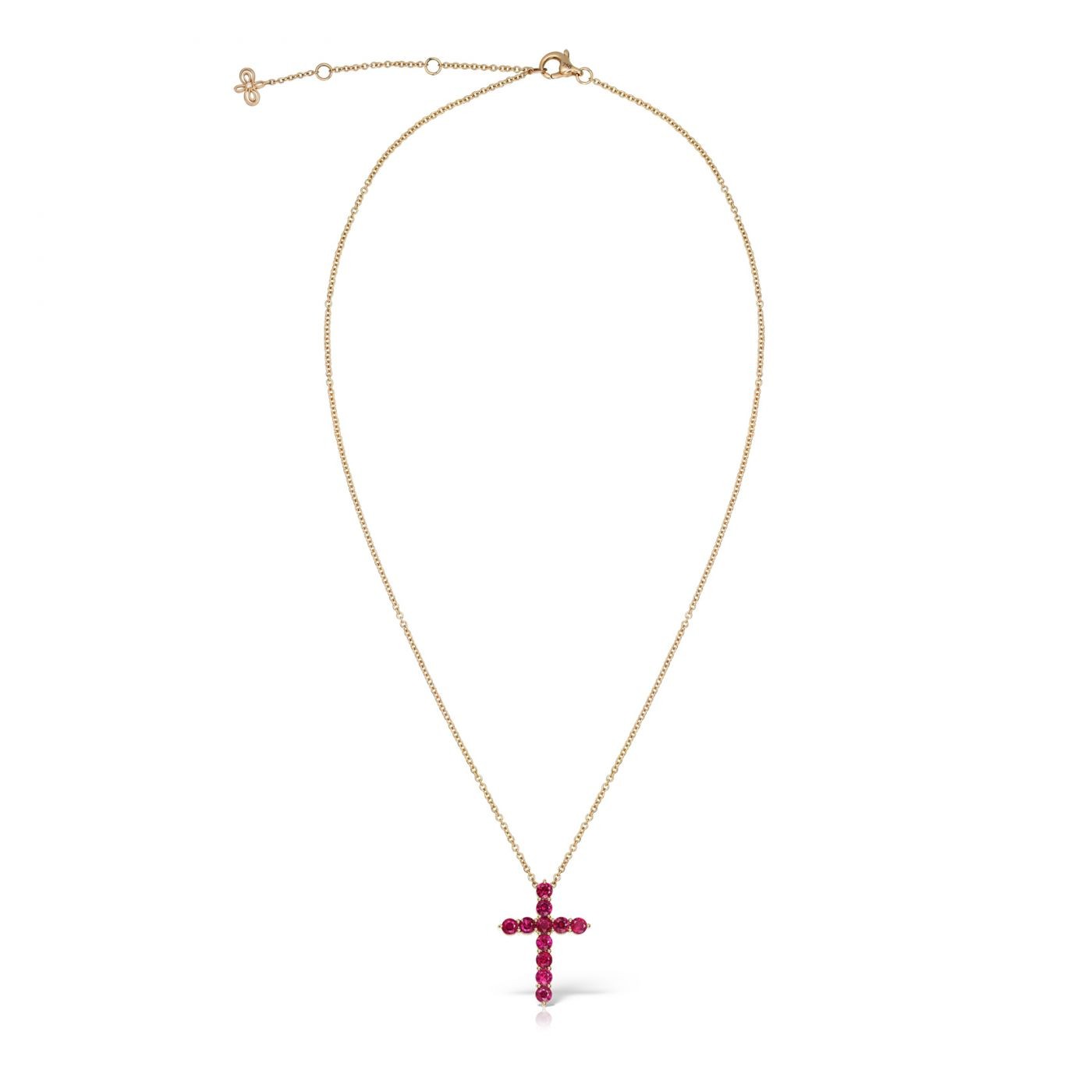 Cruce Opera Deus Medie din aur roz 18K cu diamante si rubine