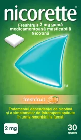 Nicorette Freshfruit 2 mg, 30 gume masticabile