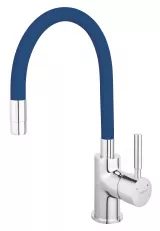 Baterie stativa spalator/bucatarie Ferro Zumba crom/albastru cu pipa elastica