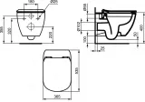 Pachet Complet Sistem WC Suspendat Ideal Standard Tesi Rimless - Gata de Montaj - Cadru fixare + Rezervor Ingropat, Clapeta Crom, Vas WC si Capac WC