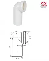 Racord WC rigid/fix CR - Eurociere cu cot  la 90°, lungime 229 mm, iesire Ø110
