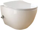 Set 2 in 1 Toaleta cu bideu Creavit Design Rimoff, Ideal Standard, capacitate 6 L, capac soft and slim, clapeta crom lucios