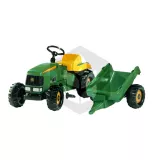 Mini Tractor cu pedale John Deere cu remorca, 1.42 m, verde, pentru copii