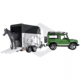 Land Rover Defender cu remorca pentru cai si 1 cal, macheta 61.5 cm