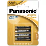 Acumulatori - Set 6 baterii PANASONIC BAT-LR03/P-B4-Baterie alcaline 1,5V, AAA BAT-LR03/P-B4, high-security.ro