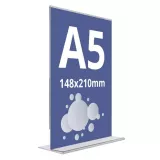 Display plastic pentru prezentare forma T, A5, transparent, portrait