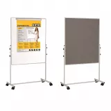 Whiteboard magnetic/pinboard gri pivotant 120x150 cm Duo Bi-Silque