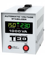 Stabilizator tensiune 600W 230V cu 2 iesiri Schuko si sinusoidala pura + ecran LCD cu valorile tensiunii, TED Electric TED000040