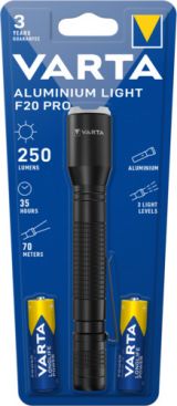 Clasice cu baterii - Varta lanterna Aluminium Light F20 Pro  250 lm, 2xAA V16607 - NEW, https:b2b.globstar.ro