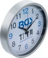 BGS CLOCK Ceas mare, rotund de perete cu carcasă din plastic gri-argintiu
