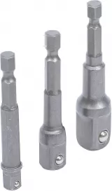 BGS DIY 8204 Set adaptoare pentru maşini de găurit  6,3 mm (1/4") pentru tubulare cu antrenare 6,3 mm (1/4") / 10 mm (3/8") / 12,5 mm (1/2"), 3 piese