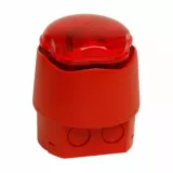 Sirena conventionala cu flash de avertizare incendiu, Culoare  Rosie si flash rosu , 32 tonuri,  alimentare 24v , cu baza inalta - pentru extrerior IP66