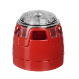 Sirena conventionala rosie de avertizare incendiu de interior  cu flash transparent cu LED ,   32 tonuri