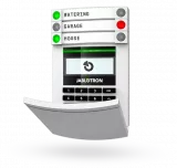 Tastatura LCD alba cu cititor RFID (125kHz), conectare pe BUS. Include un segment  JA-192E pentru controlul sectiunilor sau iesirilor