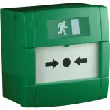 Buton cu geam de culoare verde , montaj aparent, contact NO/NC, 3A/220V, se foloseste ca buton de urgenta in sistemele de control acces, KAC ALARM / cu simplu contact NO/NC