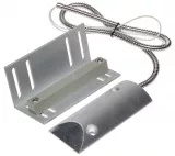 Contact magnetic conventional, metalic, pentru usi metalice cu cablu protejat. Dimensiune: 106x38x10mm, distanta de lucru maxim 75mm
