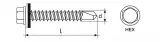 Autoforant RAL 4,8 x 19 cu saiba EPDM, pentru metal x 250 buc