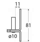 Balama poarta pin, L81mm FI10mm/11mm