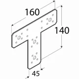 Element imbinare plat tip "T", 160x140x2.5 mm
