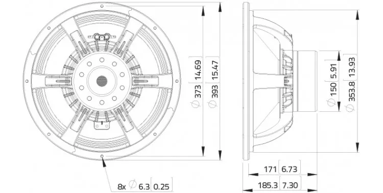Difuzor woofer 15 inch Lavoce WAN154.01 - 8 Ohm - audioclub.