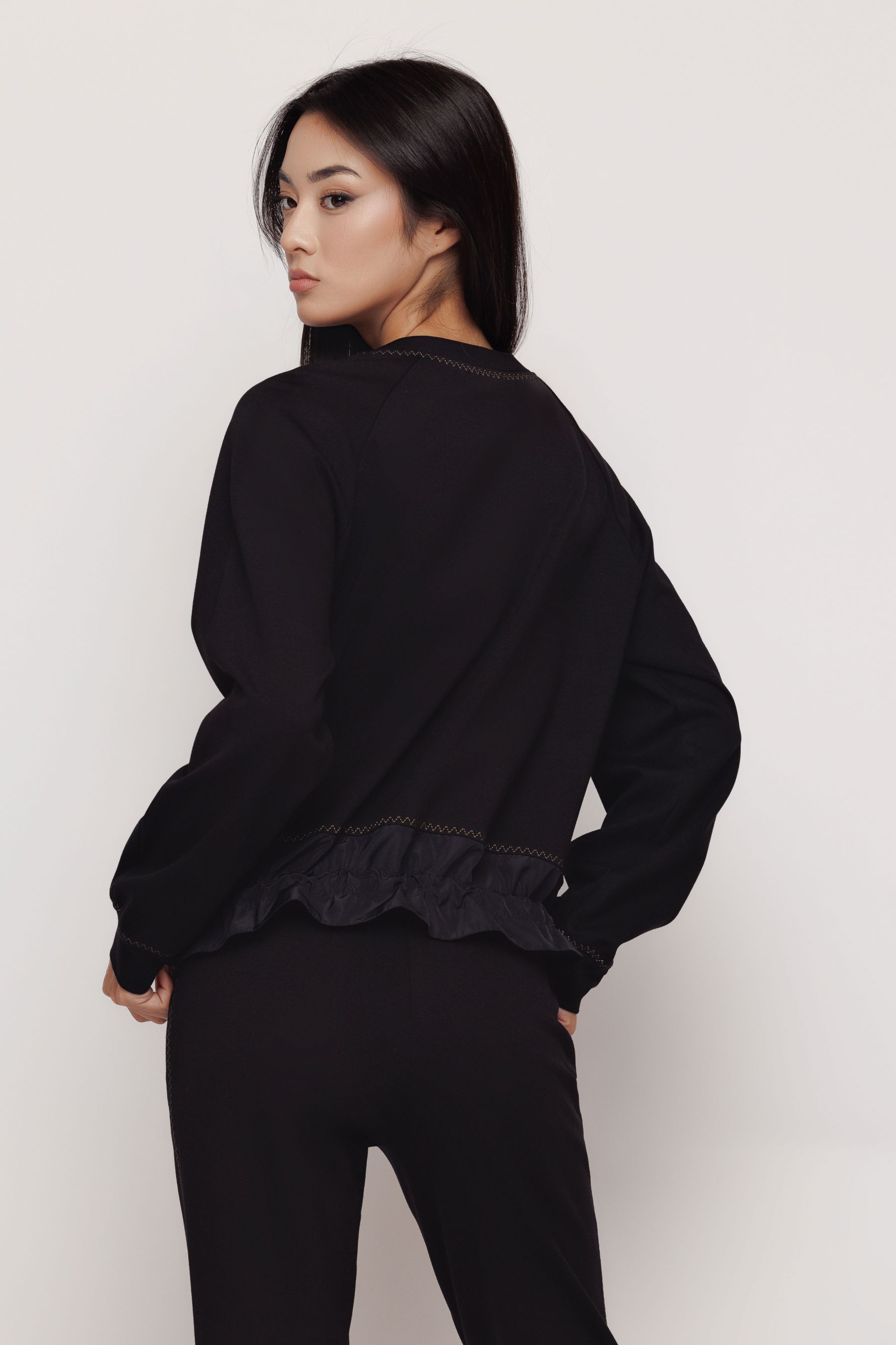 Bluza dama neagra cu fas | MIZAR ®