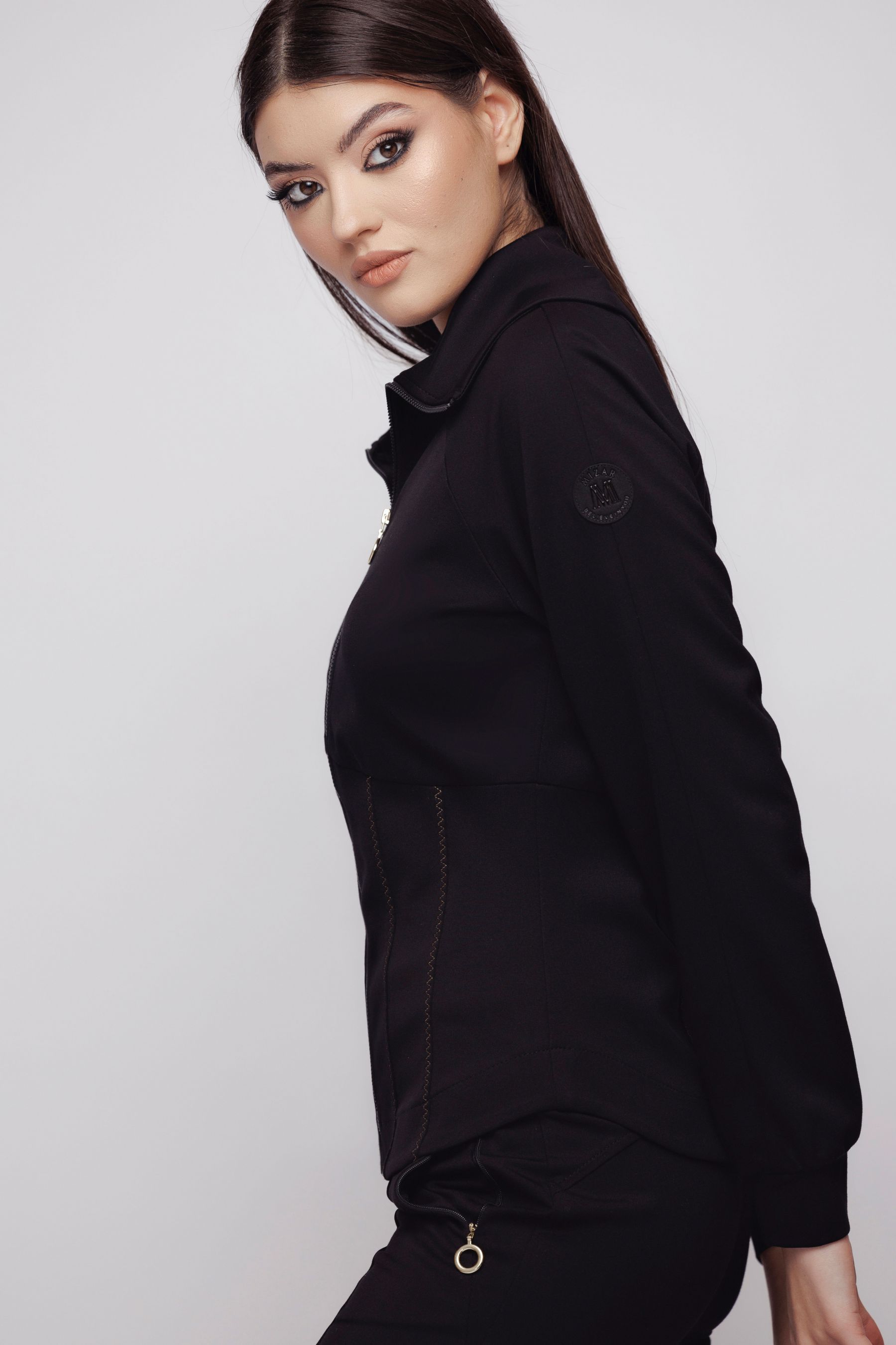Jacheta dama neagra cu fermoar | MIZAR ®